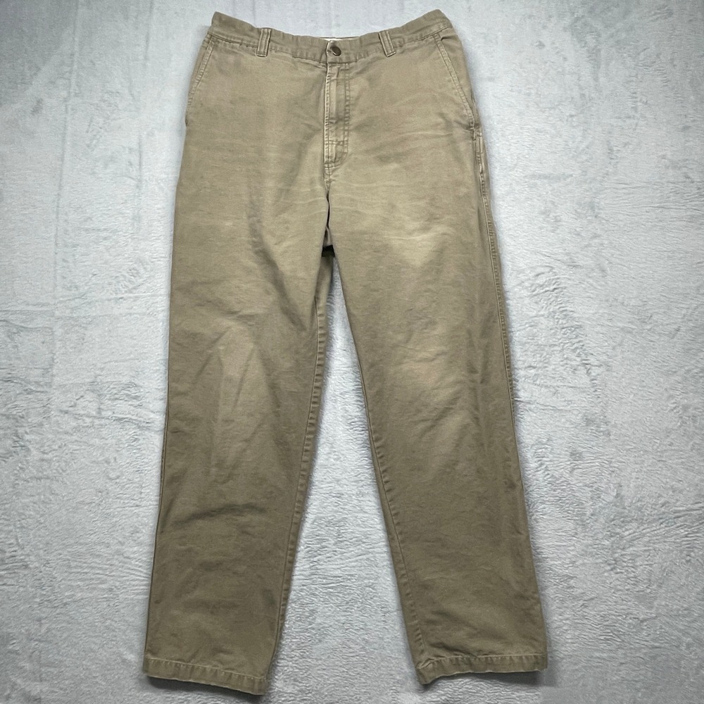 Columbia Utility Pants Mens 32 Khaki Tan Canvas Straight Leg AM8142 Workwear